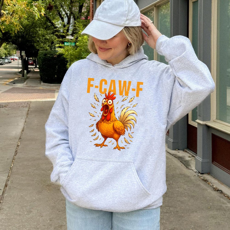 Funny Chicken Hoodie | F-Caw-F Rooster Meme Graphic | Premium Cotton Blend Pullover | Gift for Chicken Lovers & Farm Enthusiasts