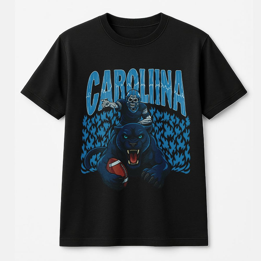 Vintage Carolina Football T-Shirt Retro Panthers 90s Old School Game Day Fit Loose Sporty T-Shirt Streetwear Man