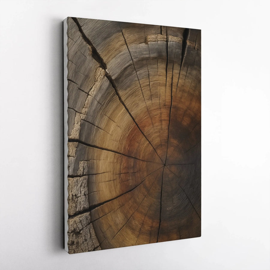 Tree Ring Wall Art Canvas | Rustic Wood Grain Slice Print | 1.25" Gallery Wrap Premium Decor | Modern Nature Home Office Wall Decor