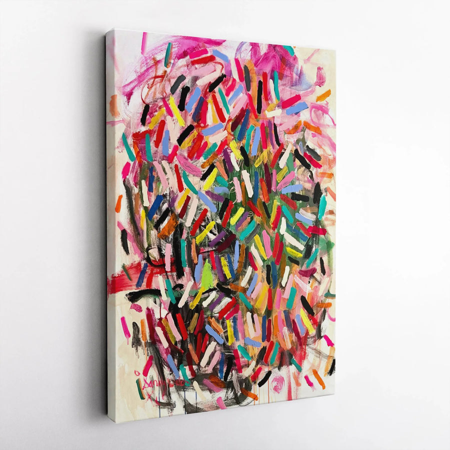 Colorful Abstract Vertical Canvas | Vibrant Expressionist Wall Art Print | Premium Gallery Wrapped Canvas | Modern Living Room & Office Decor Gift
