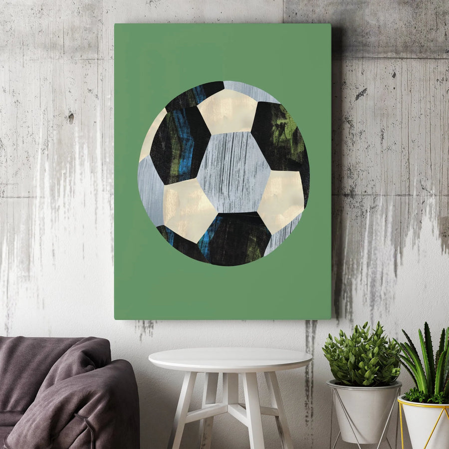 Soccer Ball Wall Art Canvas | Modern Abstract Textured Design | Premium 1.25" Thick Gallery Print | Sports Decor Gift for Kids Room or Man Cave