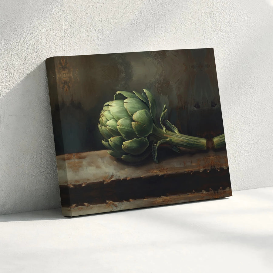 Artichoke Canvas Wall Art | Vintage Still Life Painting Print | Premium Gallery Wrapped Canvas | Farmhouse Kitchen & Dining Room Decor Gift