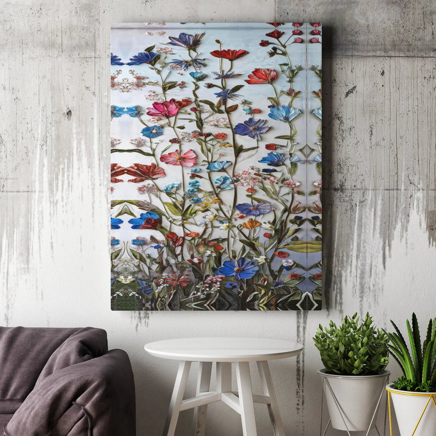 Wildflower Field Canvas Wall Art | Colorful Botanical Garden Painting | Premium Gallery Wrapped Decor | Nature-Inspired Home Decor Gift