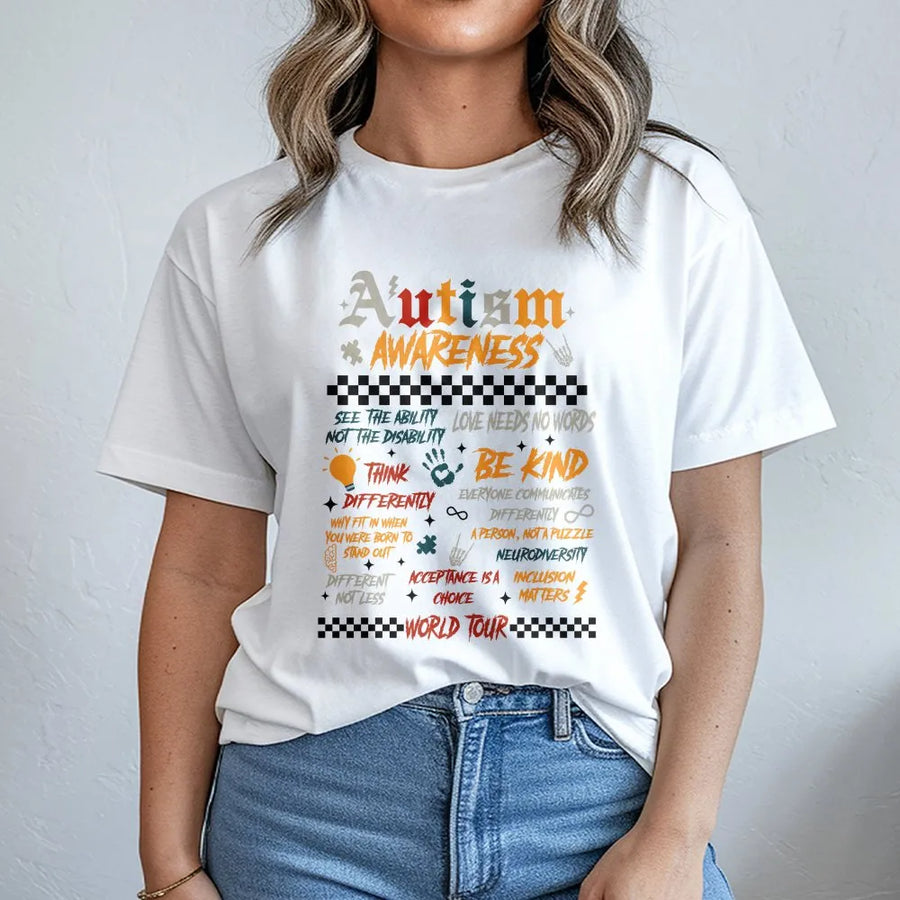 Autism Awareness T-Shirt | Neurodiversity Acceptance Retro Graphic | Premium Cotton Shirt | Support Advocate Gift