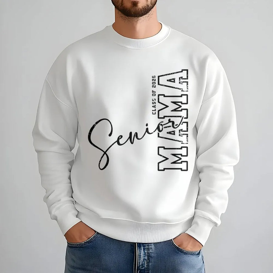 Senior Mama Sweatshirt Class Of 2026 | Distressed Graduation Typography | Soft Cotton Blend Fleece | Premium Gift for Proud High School Mom