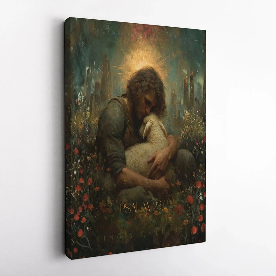 Psalm 23 Jesus Good Shepherd Wall Art | Religious Canvas Print | Fade-Resistant Premium Home Decor | Spiritual Gift for Christian Believers