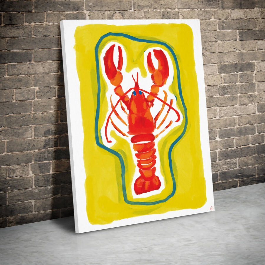 Red Lobster Wall Art | Abstract Coastal Kitchen Decor | Premium Gallery Wrap Canvas | Vibrant Modern Print for Seafood Lovers