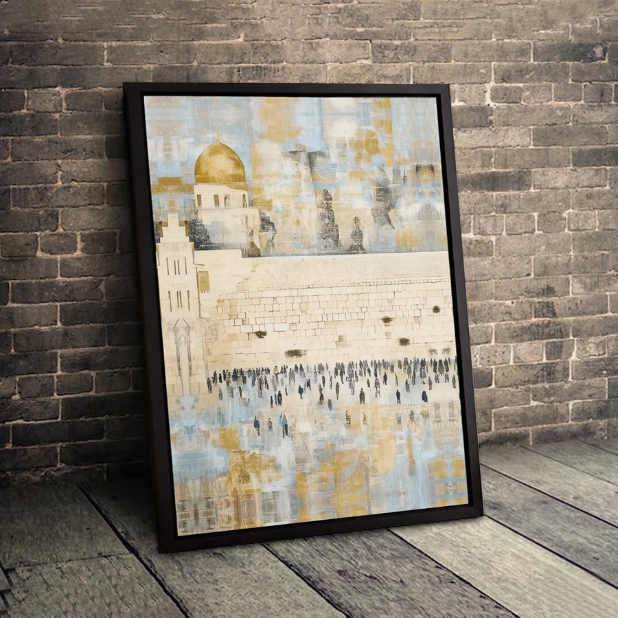 Western Wall And Dome Of The Rock Canvas | Abstract Jerusalem Art | Premium Gallery-Wrapped Fade-Resistant Print | Spiritual Home Decor