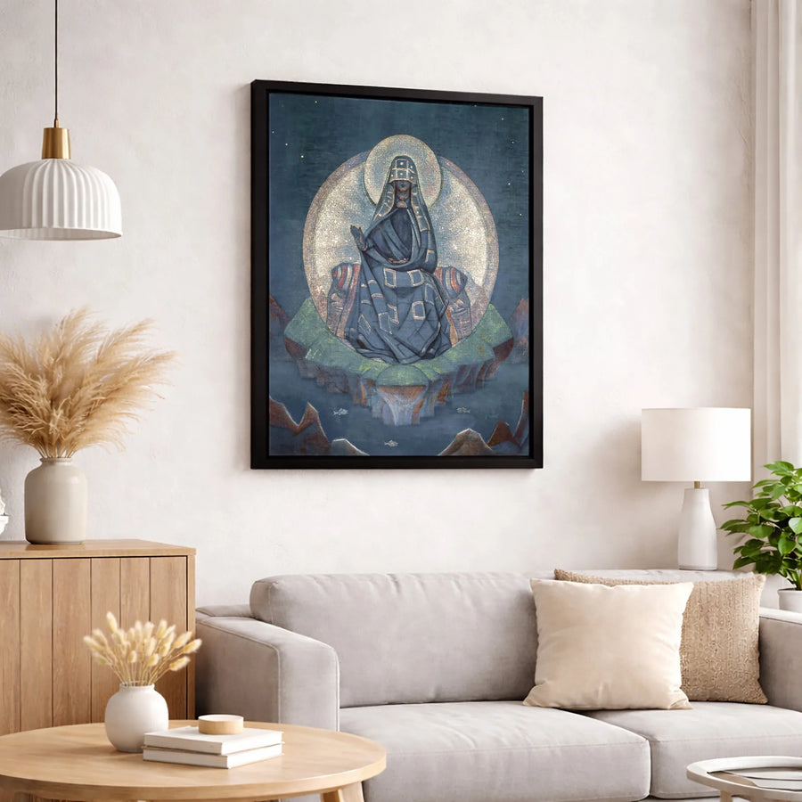 Mystical Veiled Figure Wall Art | Ethereal Seated Goddess Portrait | Premium Gallery-Wrapped Canvas | Gothic Spiritual Home Decor Gift