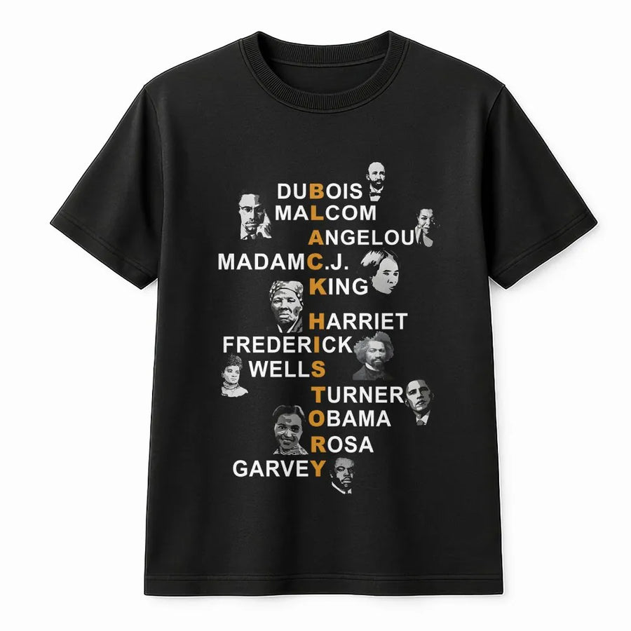Black History Month T-Shirt | Iconic Historical Leaders Graphic Tee | Premium Cotton Cultural Awareness Apparel | Gift for Activists and Educators