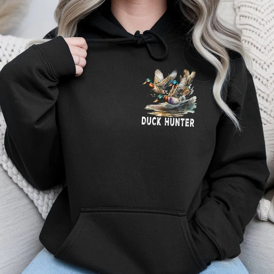 Duck Hunter Hoodie | Watercolor Mallard Duck Design | Premium Cotton Blend | Gift for Duck Hunting Enthusiasts & Outdoorsmen