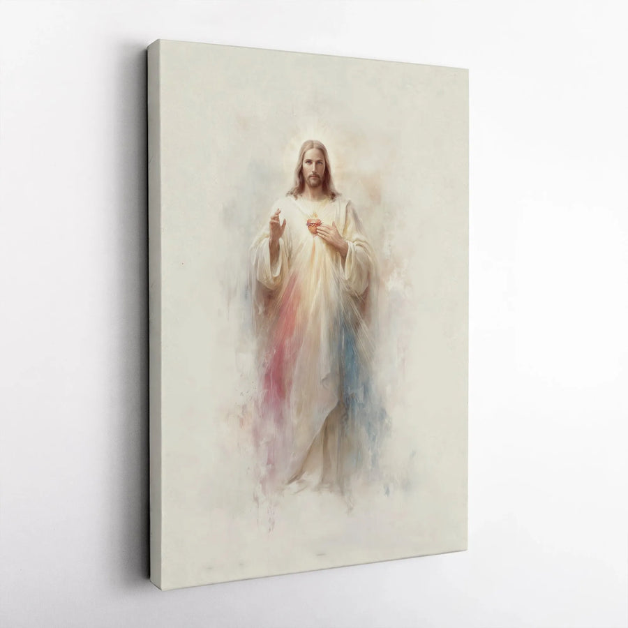 Divine Mercy Jesus Canvas Wall Art | Sacred Heart Christian Religious Print | Premium Gallery Wrapped Decor | Catholic Home Gift For Believers