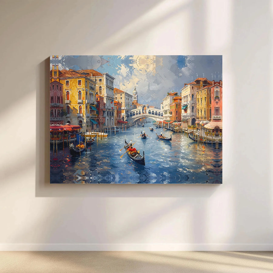 Venice Canal Canvas Print | Impressionist Gondola Scene Wall Art | Premium Gallery Wrap Canvas | Travel Lover Gift & European Home Decor