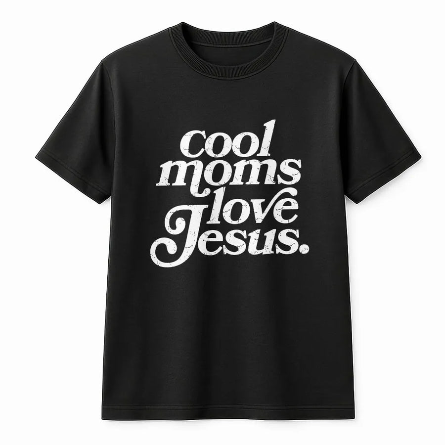 Cool Moms Love Jesus T-Shirt | Retro Faith Graphic Sweatshirt | Soft Cotton Blend | Religious Gift for Christian Mom, Mother's Day Present