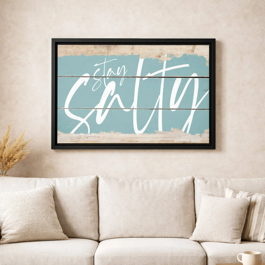 Stay Salty Wall Art Canvas | Coastal Beach House Decor | Premium 1.25-Inch Gallery Wrap | Nautical Home Gift for Ocean Lovers