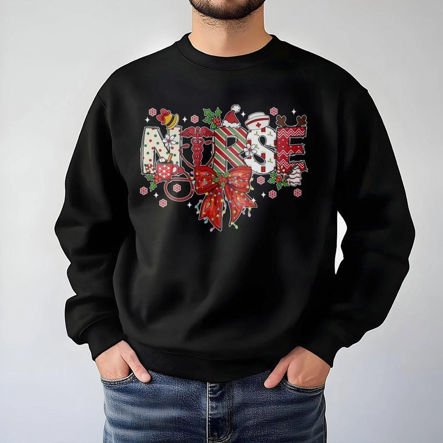 Christmas Nurse Sweatshirt | Festive Stethoscope Holiday Design | Premium Cotton Blend Crewneck | Cute RN Medical Gift for Healthcare Workers