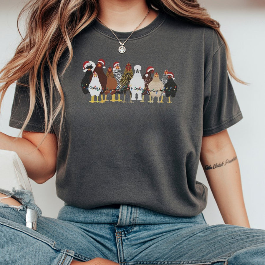 Christmas Chicken T-Shirt | Funny Holiday Poultry Graphic | Premium 100% Cotton Tee | Gift for Chicken Lovers, Farmers & Homesteaders