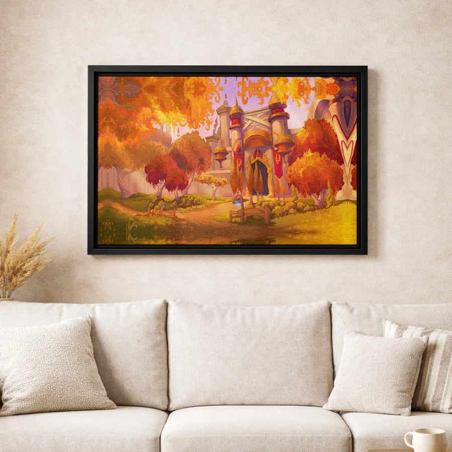 Fantasy Elven Castle Wall Art | Autumn Forest Landscape Canvas | Premium Fade-Resistant Gallery Wrap | Magical Home Decor Gift for Fantasy Lovers