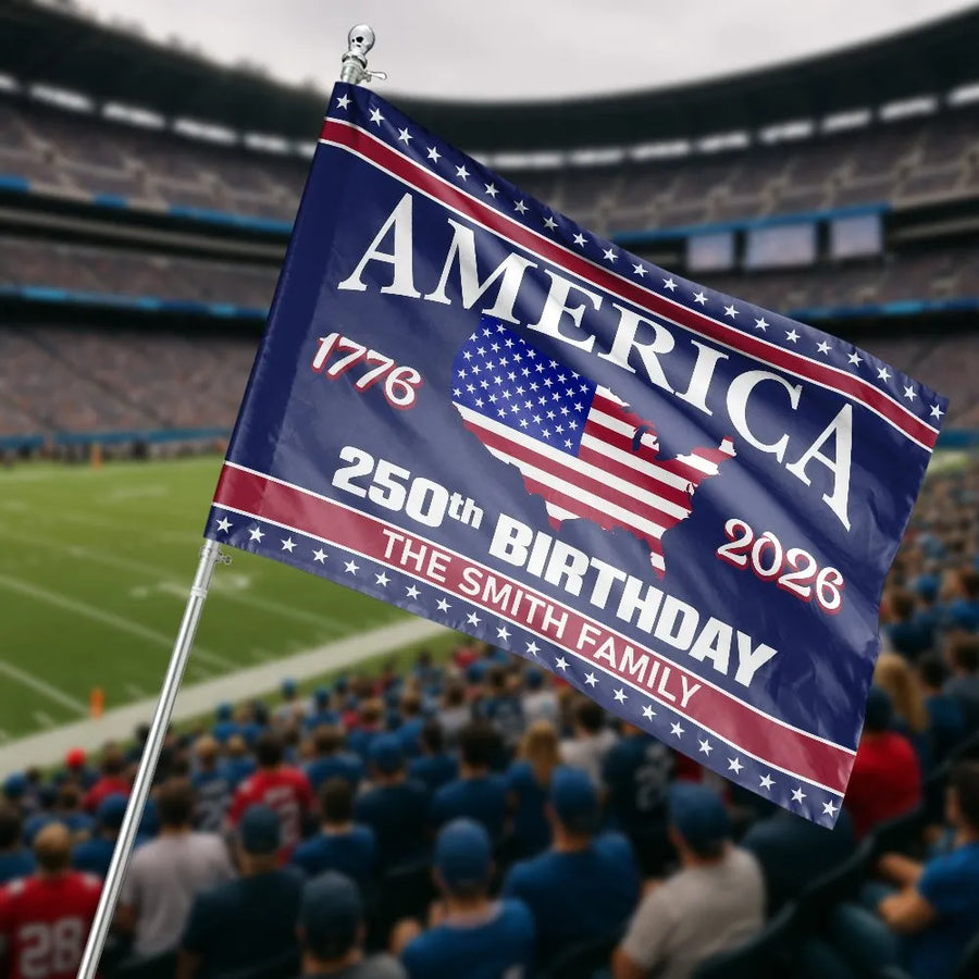 America 250th Birthday House Flag | Commemorative 1776-2026 US Map Design | Double Sided Polyester | Patriotic Yard Decor Gift