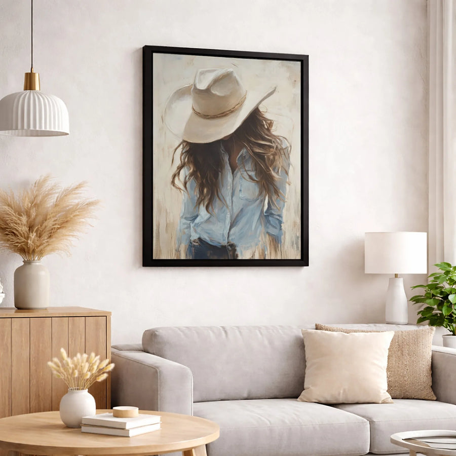 Cowgirl Canvas Wall Art | Western Oil Painting Style Portrait | Premium 1.25-Inch Gallery Wrap | Southwestern Home Decor Gift for Her