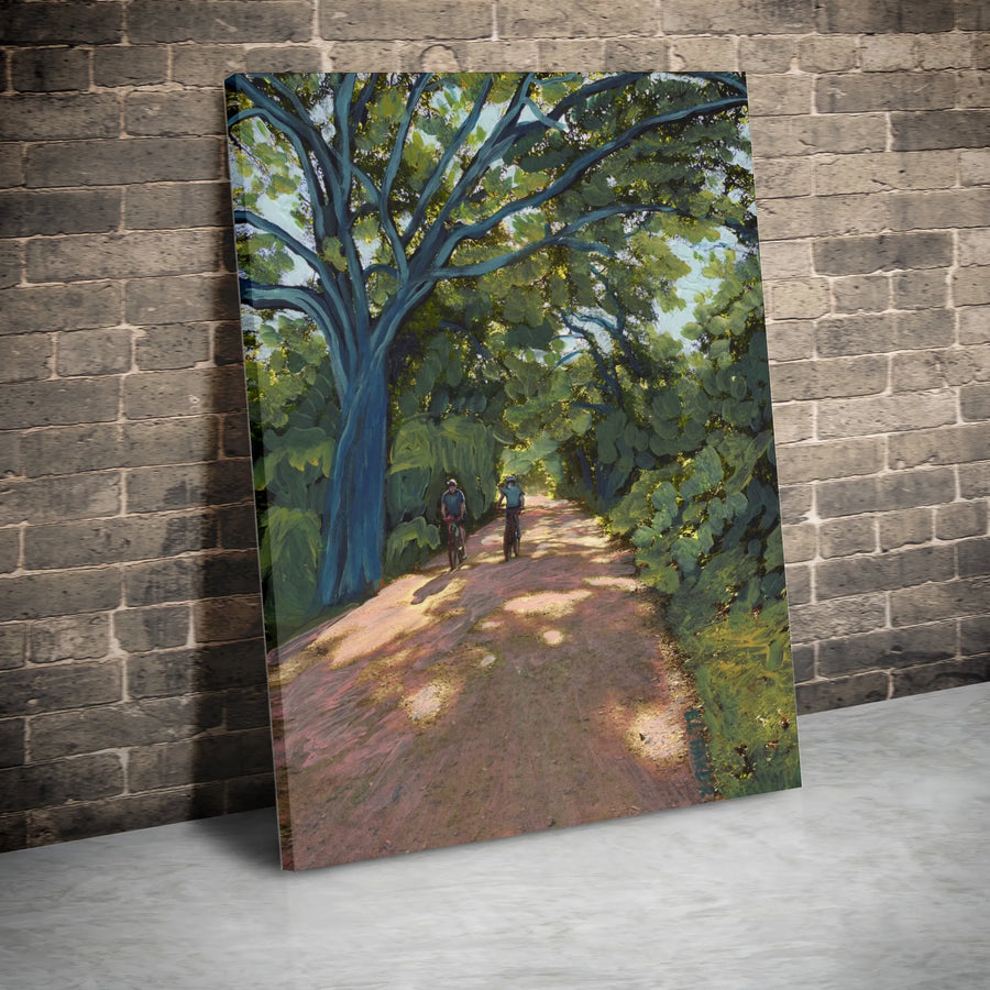Lady Bird Lake Hike and Bike Trail Vertical Canvas | Austin Texas Impressionist Style Bike Art | Premium 1.25” Gallery Wrap | Nature Lover Home Decor Travel Gift