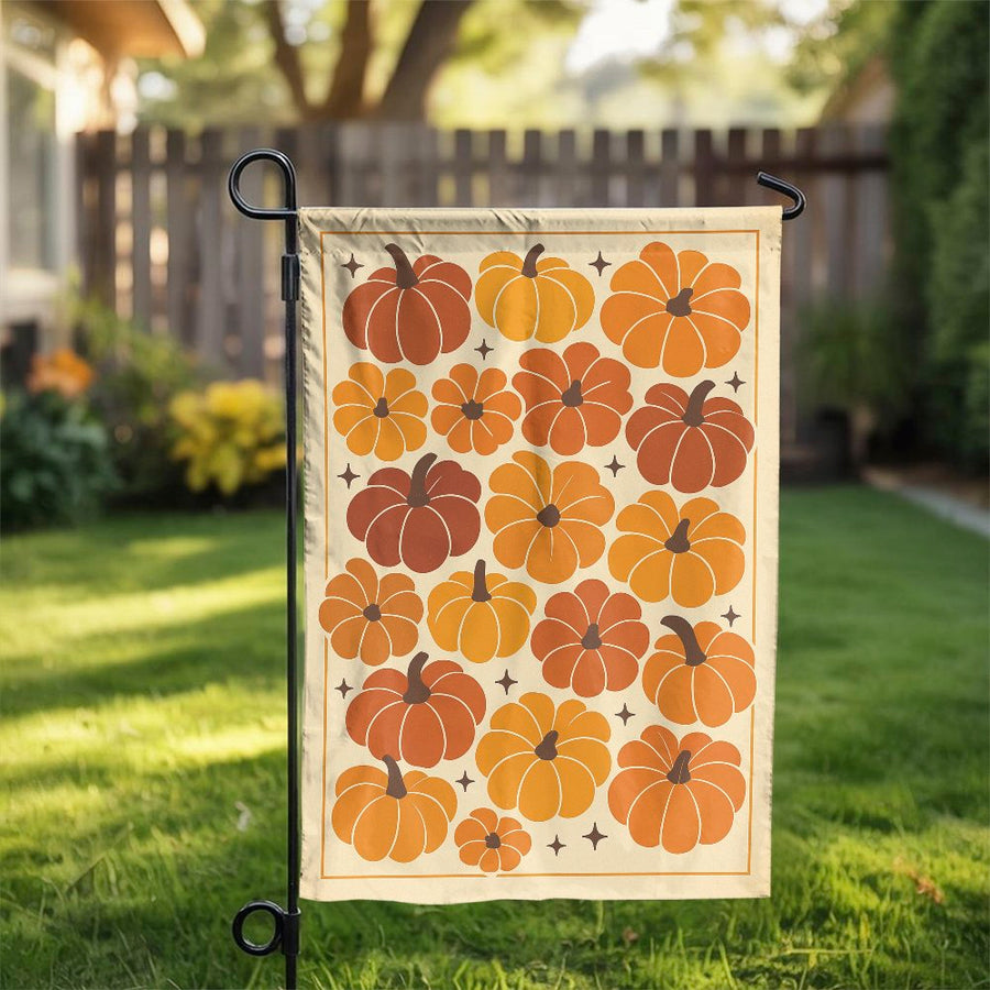 Retro Pumpkin Garden Flag | Boho Autumn Harvest Yard Decor | Weather-Resistant Polyester | Fall Seasonal Outdoor Gift