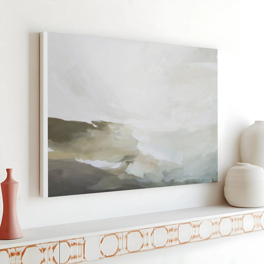 Abstract Landscape Canvas Wall Art | Minimalist Earth Tone Painting Print | Premium Gallery Wrapped Canvas | Modern Living Room Decor Gift