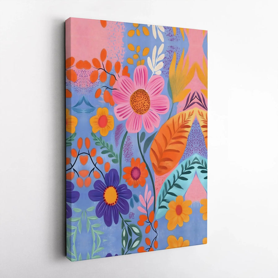 Vibrant Abstract Floral Canvas Print | Colorful Botanical Wall Art | 1.25-Inch Gallery Wrap | Modern Home Decor Gift