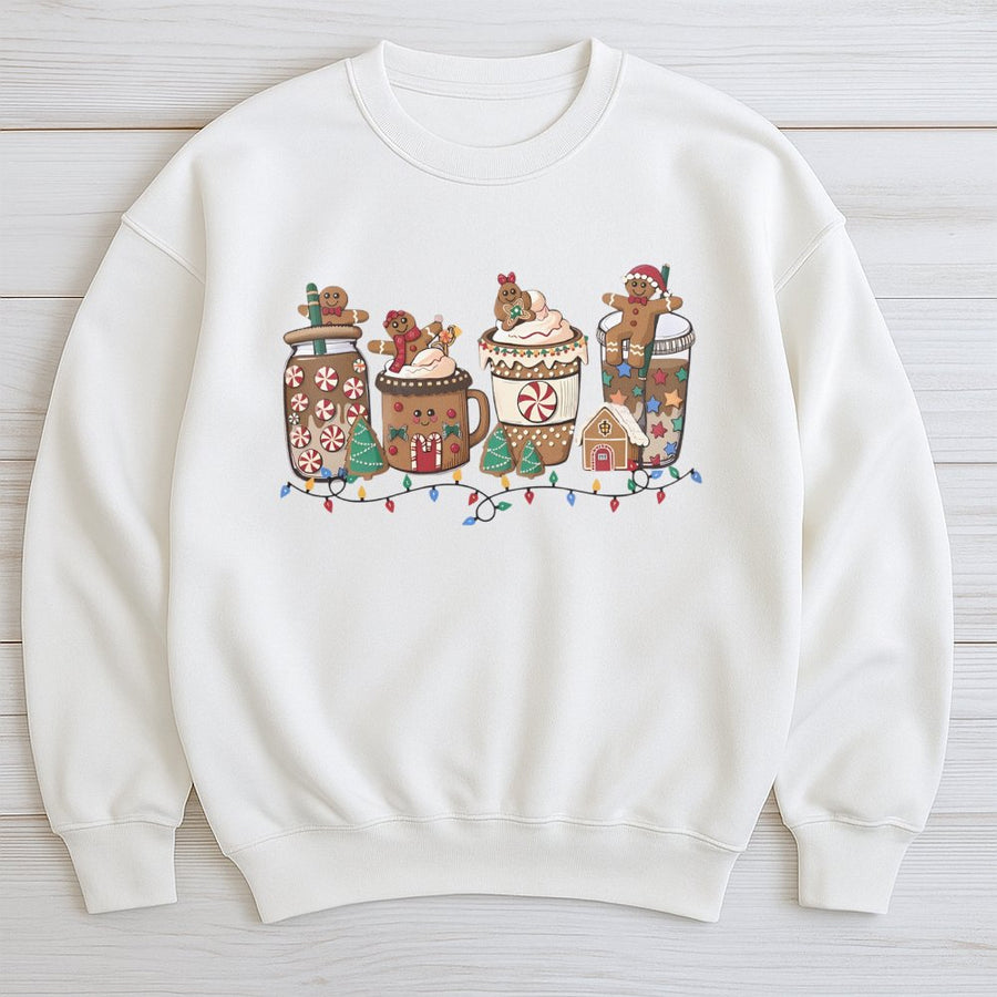 Gingerbread Hot Cocoa Sweatshirt | Cute Christmas Coffee Holiday Graphic Print | Premium Soft Cotton Blend | Cozy Gift For Her And Him