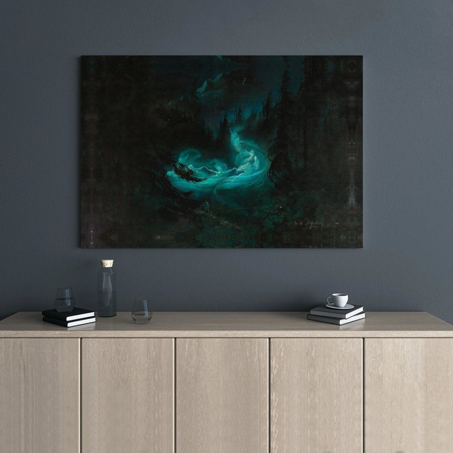 Der Tanz Canvas Art | Karl Wilhelm Diefenbach Nymphs Painting | 1.25 Inch Gallery Wrap Wall Decor | Ethereal Forest Gothic Gift