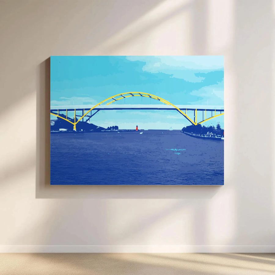 Milwaukee Hoan Bridge Canvas Wall Art | Minimalist Yellow Arch Graphic | Gallery-Quality 1.25" Profile | Premium Home & Office Decor Gift