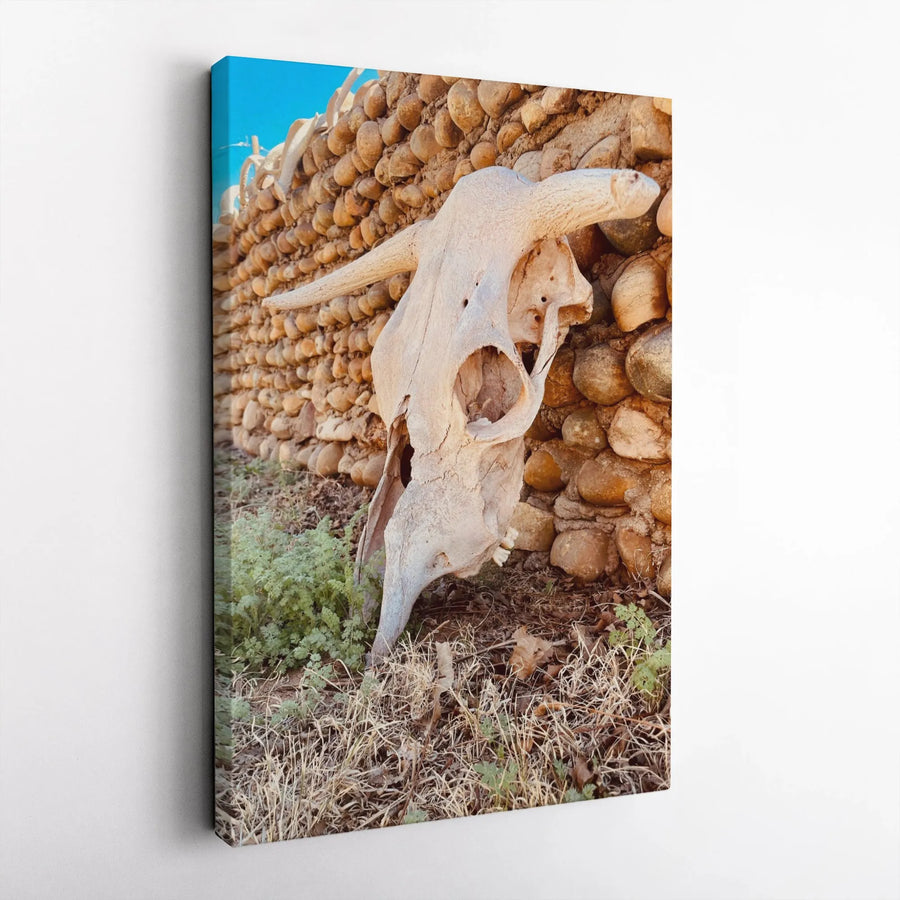 Cow Skull Wall Art | Western Desert Scenery Canvas Print | 1.25-Inch Gallery Wrap | Rustic Farmhouse Decor for Living Room