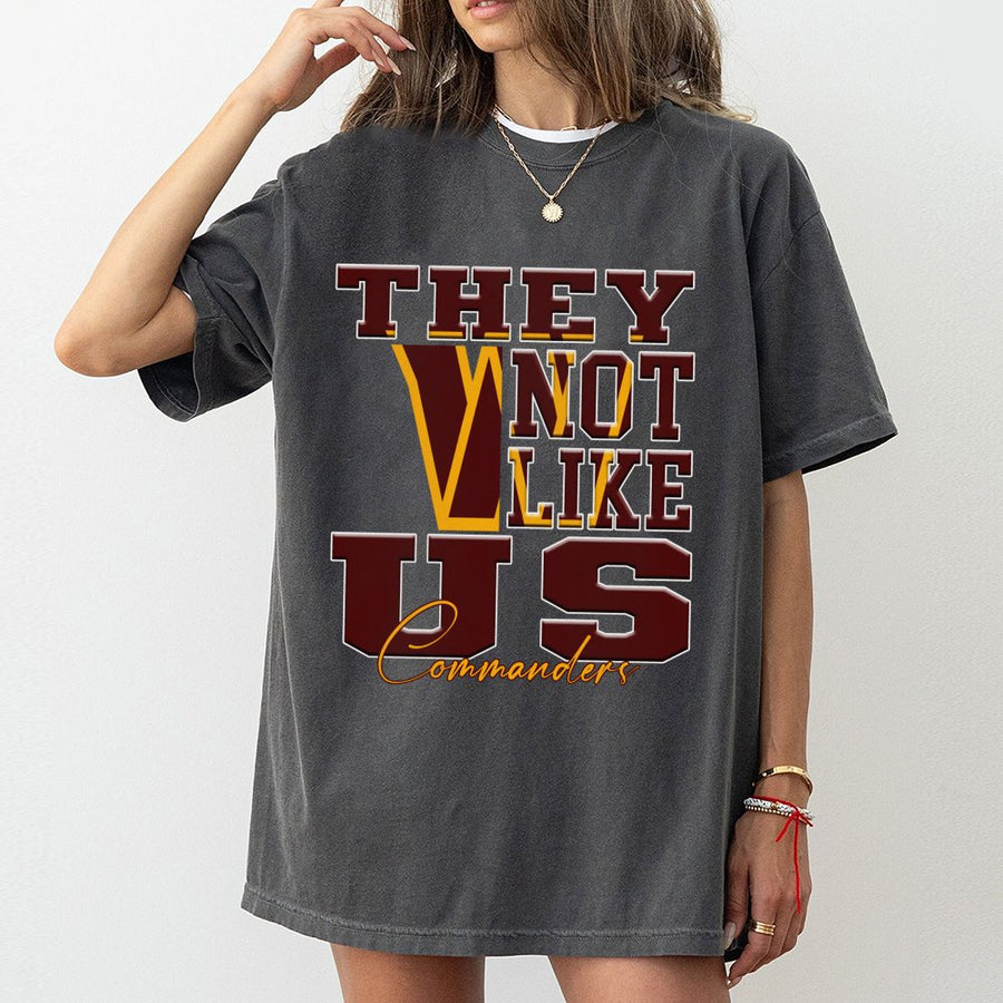 They Not Like Us Commanders With A Large V Logo In Washington Commanders Colors T-Shirt