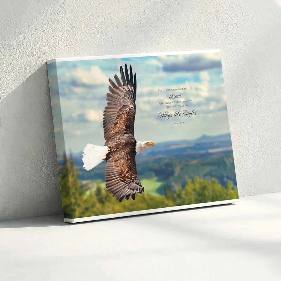Isaiah 40:31 Scripture Canvas | Soaring Eagle Bible Verse Wall Art | Premium Gallery Wrapped | Christian Home Decor Gift