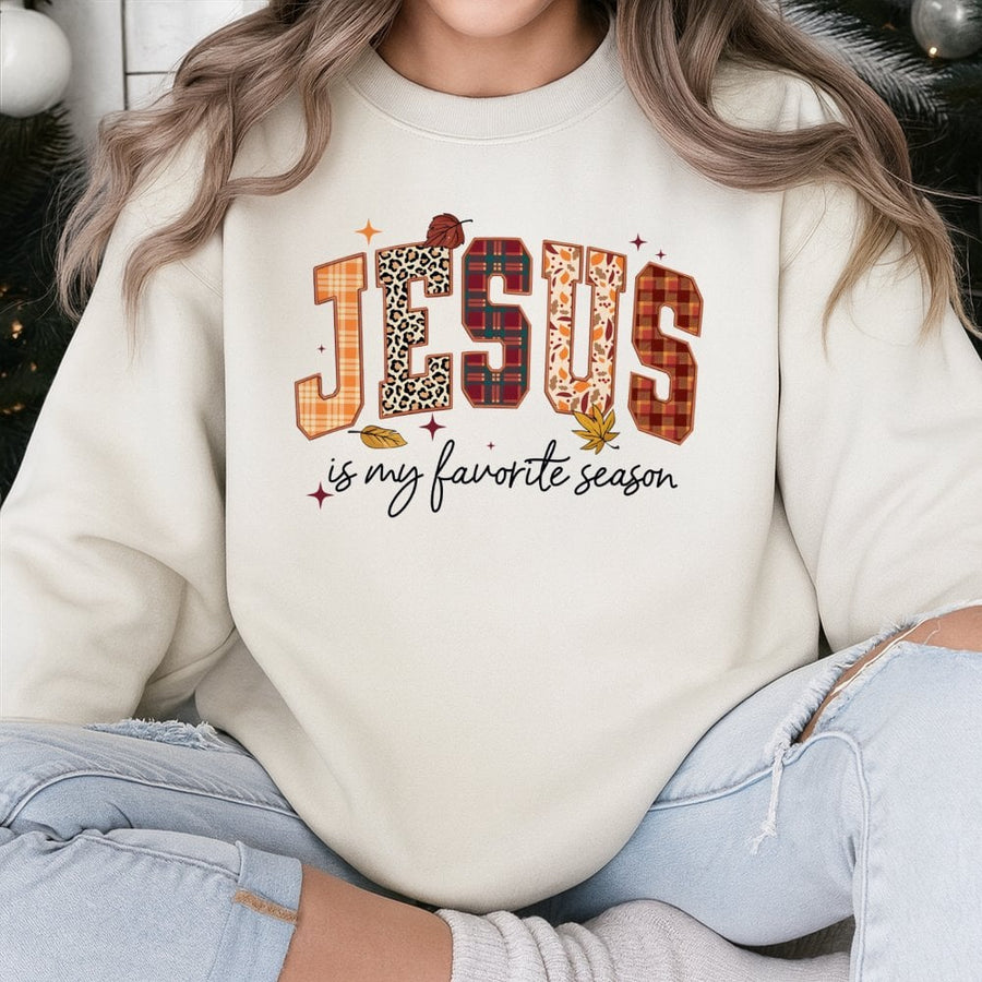 Jesus Is My Favorite Season Sweatshirt | Fall Faith Apparel | Soft Cotton Blend Unisex Pullover | Christian Thanksgiving Gift For Women