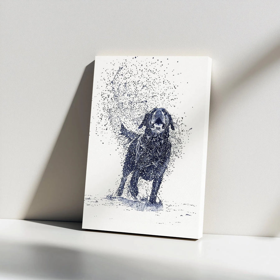 Shaking Wet Dog Canvas Print | Minimalist Ink Sketch Wall Art | Premium Gallery Wrap 1.25" Thick | Gift for Dog Lover, Vet Office Decor
