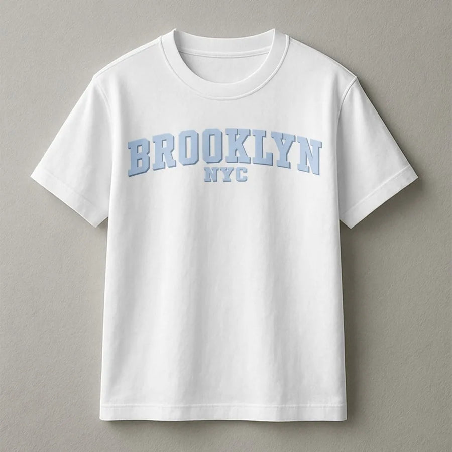 Brooklyn NYC T-Shirt | Retro Collegiate Letter Graphic | Premium 100% Cotton Tee | Trendy Urban Streetwear Gift for Men and Women