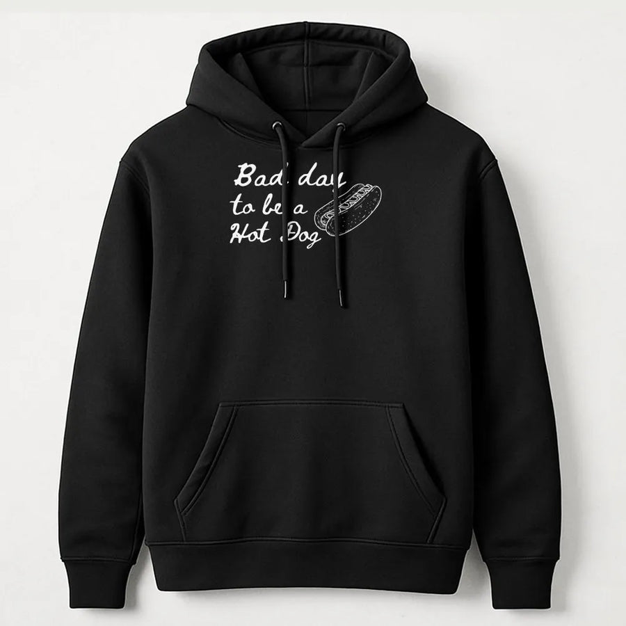 Bad Day to Be a Hot Dog Hoodie | Funny Retro BBQ Graphic | Soft Cotton Blend Pullover | Unisex Grill Master Gift for Foodies