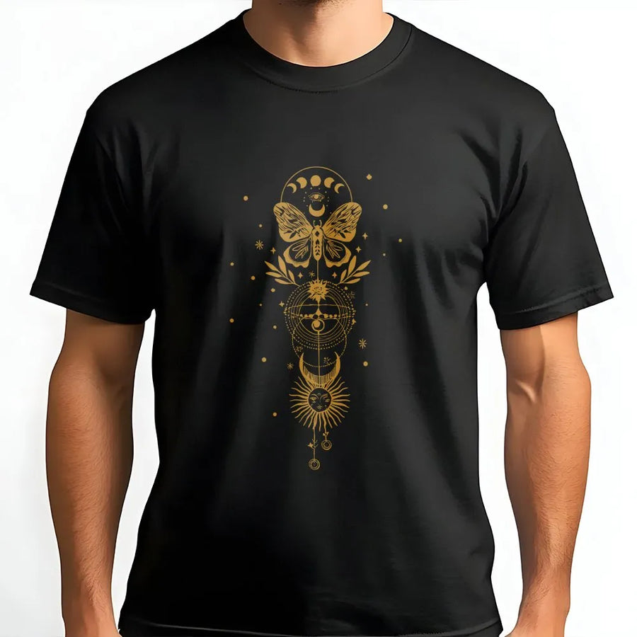 Celestial Moth T-Shirt | Vintage Sun Moon and Eye Graphic | Premium Soft Cotton | Boho Astrology Gift for Women