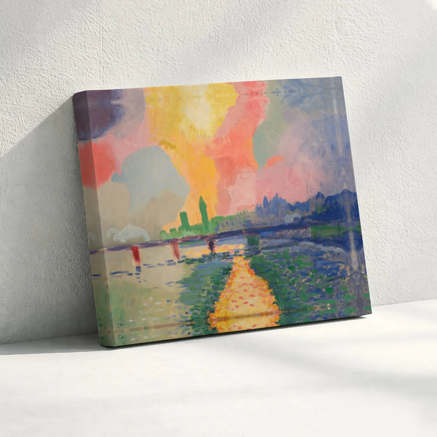 Fauvism London Landscape Horizontal Canvas | Impressionist Big Ben River Thames Oil Painting Style Print | Premium 1.25" Gallery Wrap Wall Art | Classic Fine Art Gift
