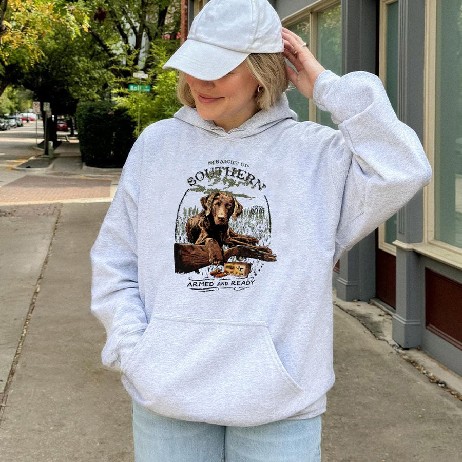 Lab Retriever Hunting Hoodie | Straight Up Southern Graphic | Cotton-Poly Blend | Premium Gift for Dog Lovers and Outdoor Enthusiasts