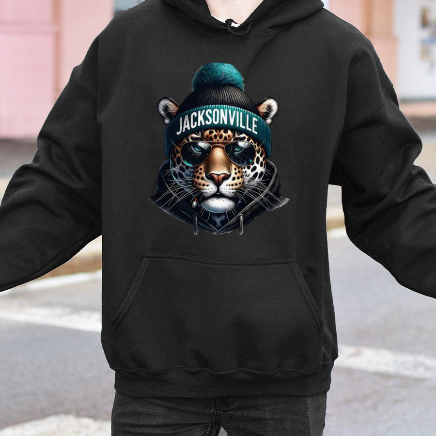Jacksonville With Cool Jaguar Mascot Wearing Beanie And Sunglasses Hoodie