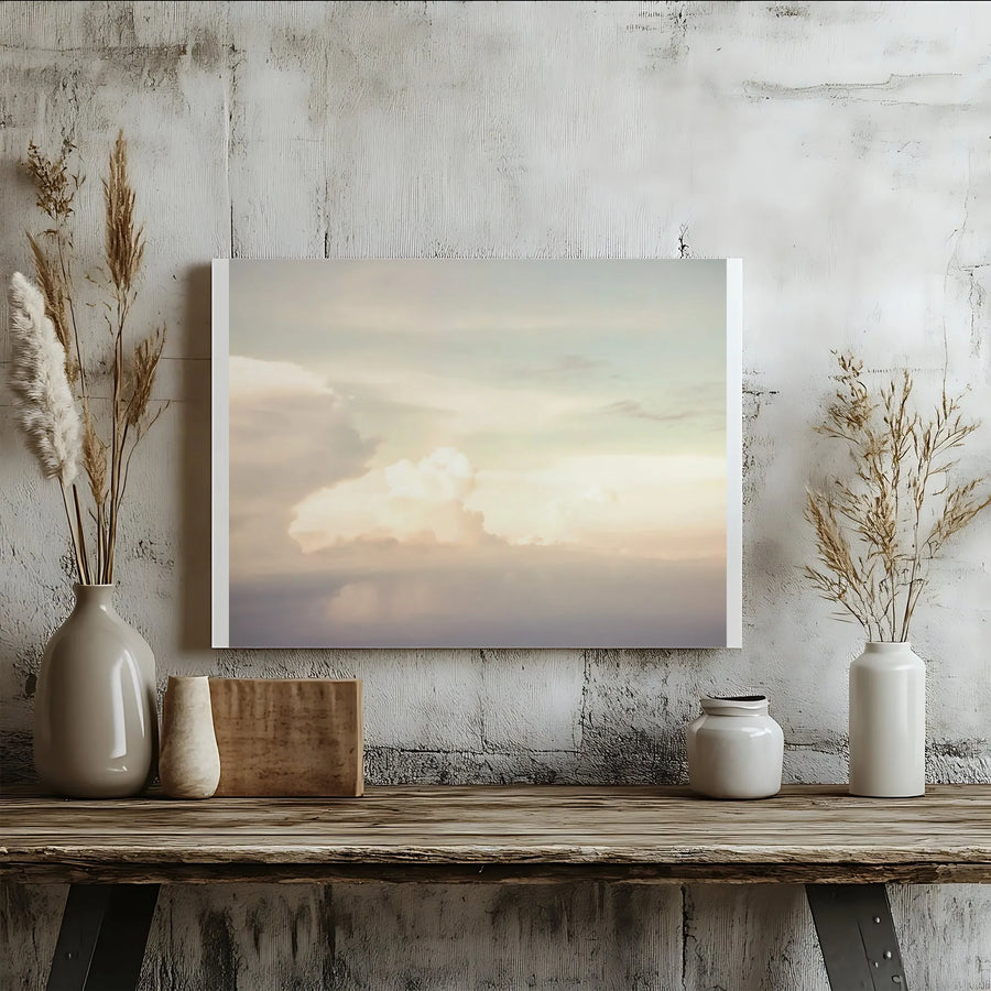 Serene Cloudscape Canvas Wall Art | Dreamy Sunset Cloud Painting | Premium Gallery Wrapped Canvas | Modern Wall Art for Living Room