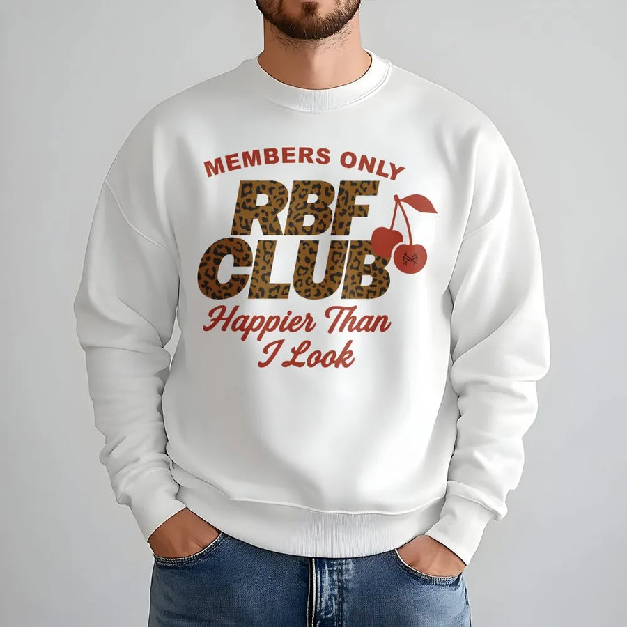 RBF Club Sweatshirt | Leopard Print Graphic with Funny Slogan | Premium Cotton Graphic Tee | Sarcastic Gym Gift for Her