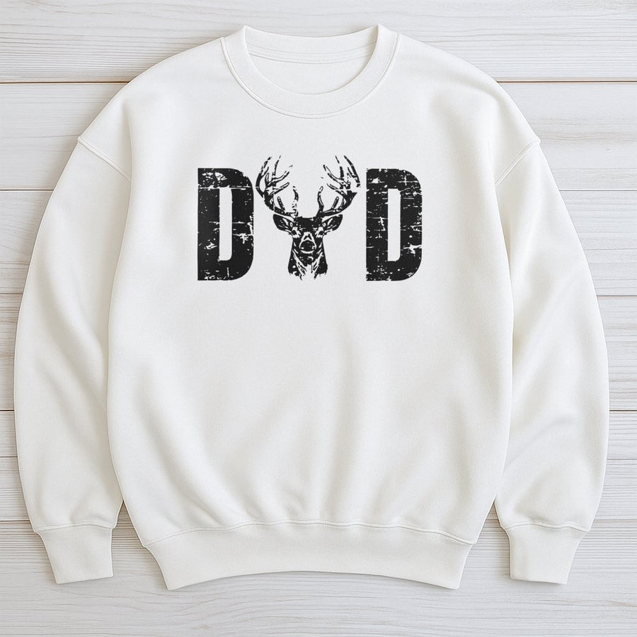 Hunting Dad Sweatshirt | Deer Antler Graphic Design | Premium Cotton-Poly Blend | Father's Day 2026 Gift for Outdoor Hunter Men