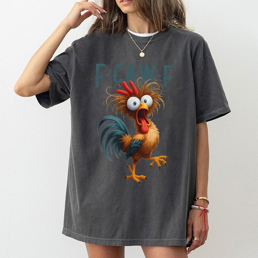 Funny Chicken T-Shirt | F-Caw-F Rooster Graphic Tee | 100% Cotton Premium Quality | Silly Farm Animal Gift For Men And Women