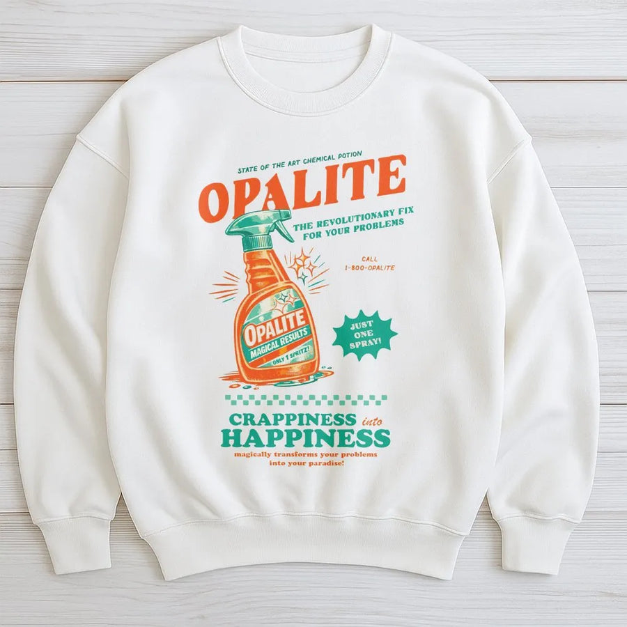 Opalite Magical Spray Sweatshirt | Retro Cleaning Potion Graphic | Cotton Blend Premium Crewneck | Funny Sarcastic Gift for Her or Him