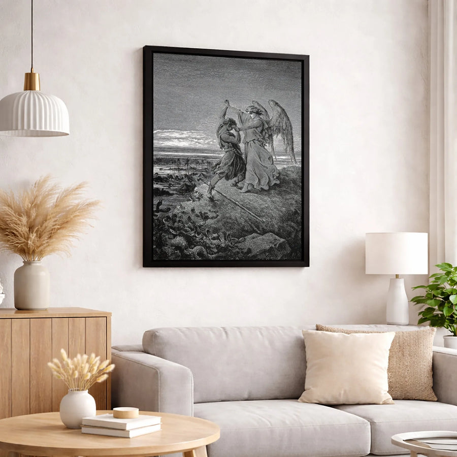 Gustave Dore The Angel and Balaam Canvas Print | Classic Biblical Engraving Wall Art | Premium Gallery-Wrapped 1.25" Profile | Religious Home Decor Gift