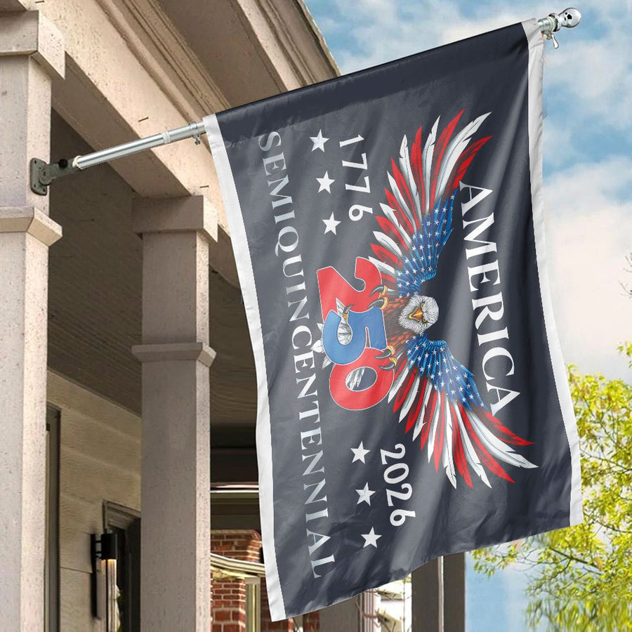 America 250th Anniversary House Flag | Patriotic Eagle 1776-2026 Semiquincentennial Design | Premium Weather-Resistant Polyester | Outdoor Garden Decor Gift