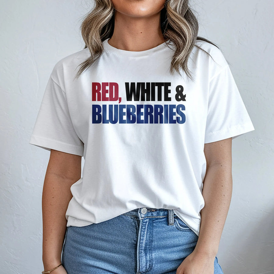 Red White and Blueberries T-Shirt | Patriotic American Flag Graphic Tee | 100% Cotton Premium Quality | USA Independence Day Gift for Patriots